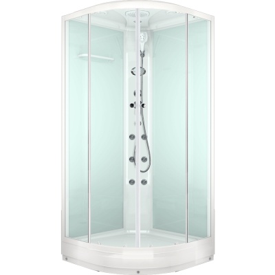 Душевая кабина Domani-Spa Delight 110 100x100 DS01D110LWCl10 с гидромассажем профиль Белый задние стенки Белые