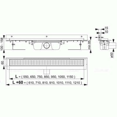 Душевой лоток Alcaplast Flexible APZ4-1150 без решетки