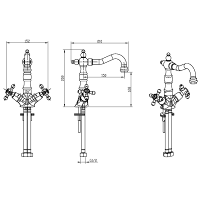 Смеситель для раковины Boheme Royal Cristal 292-Royal/CRST Золото