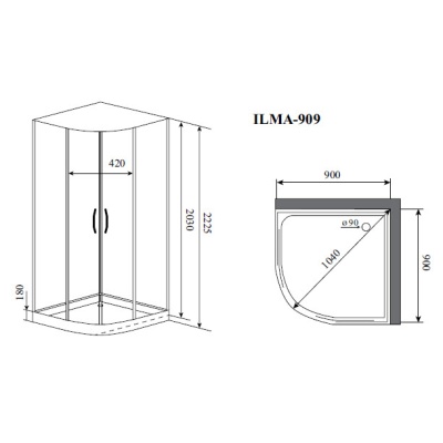Душевая кабина Timo Premium Ilma 909 90x90 без крыши