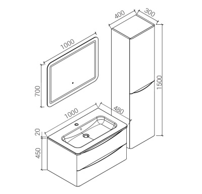 Тумба под раковину Vincea Roberta VMC-1R100RW подвесная R.Wood