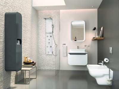 Тумба с раковиной Creavit Pion Plus 70 PN0070.01.BGR+UL060 подвесная Белая Серая