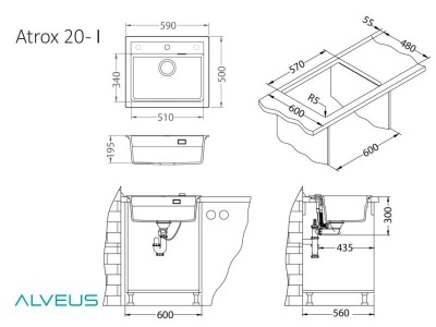 Кухонная мойка Alveus Atrox 30 1131991 Белый