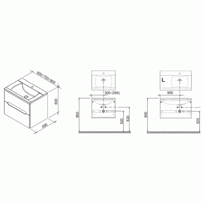 Тумба с раковиной Ravak Classic II 60 Set SD 70508020 Белый глянец