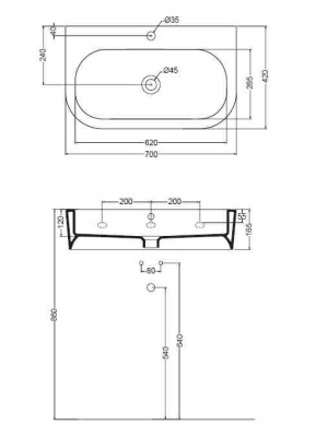 Раковина Kerasan Flo 3150 700 мм