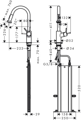 Смеситель для кухни Hansgrohe Talis M5216-H220 73863800 Сталь