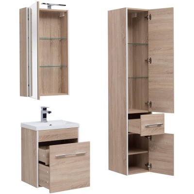 Комплект мебели для ванной Aquanet Августа 50 225267 подвесной Дуб сонома