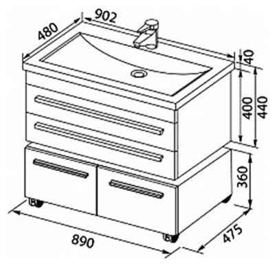 Тумба под раковину Aquanet Верона 90 172335 подвесная Белая