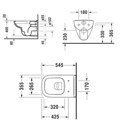 Унитаз Duravit D Code 25700900002 подвесной без сиденья