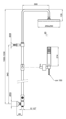 Душевой комплект Webert Comfort AC0989 Хром с верхним душем металл