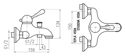 Смеситель для ванны Rav Slezak Labe Mosaz L554.5SM бронза