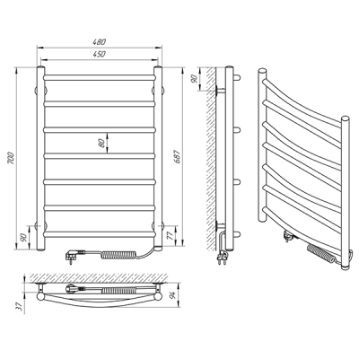 Электрический полотенцесушитель Laris Микс П7 70х45 R 73207227 Хром