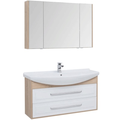 Комплект мебели для ванной Aquanet Остин 120 213130 подвесной Белый глянец Дуб сонома