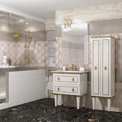 Шкаф пенал Opadiris Порто 45 Z0000014871 Белый/Золото