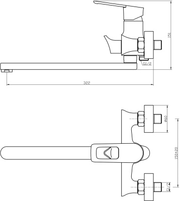 Смеситель для ванны Agger Brave A2321100 универсальный Хром