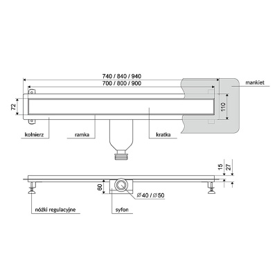 Душевой лоток Excellent Inex.1515.700 с рамкой