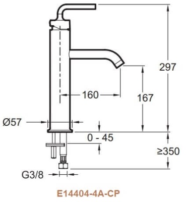 Смеситель для раковины Jacob Delafon Purist E14404-4A-CP Хром