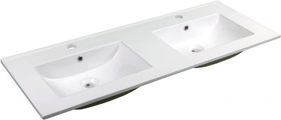 Тумба с двойной раковиной SanVit Форма 120 kforma1202 с фактурой под дерево Акация светлая