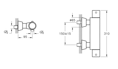 Смеситель для душа Vitra Aquatech AquaHeat A47056EXP с термостатом Хром