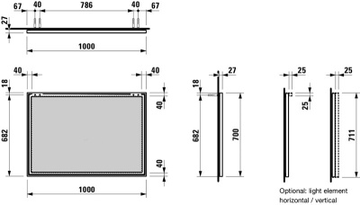 Зеркало Laufen Frame 25 100 Хром матовый