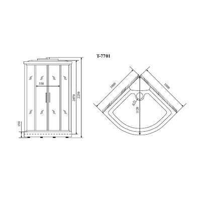 Душевая кабина Timo Lux T-7701 100x100 профиль Хром стекло прозрачное