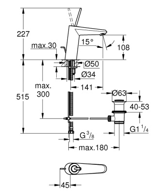 Смеситель для раковины Grohe Eurodisc Joystick 23427 Хром