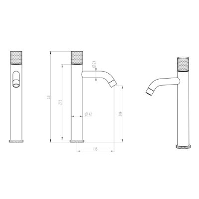 Смеситель для раковины Boheme Stick 122-WG.2 Белый Золото