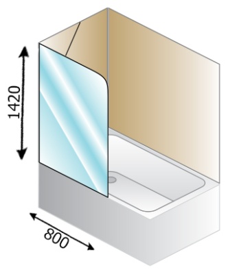 Шторка для ванны Kolpa San Terra TS 80 профиль хром, стекло прозрачное