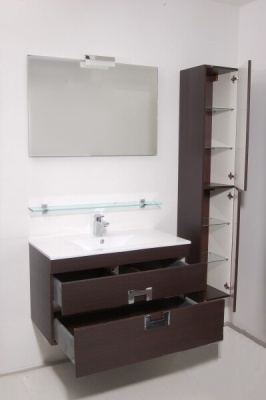 Тумба с раковиной SanVit Квадро Lux New 60 kkvadn060 с фактурой под дерево подвесная Акация светлая