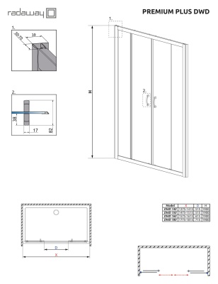 Душевая дверь Radaway Premium Plus DWD 140 профиль Хром стекло прозрачное