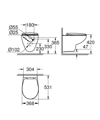 Унитаз Grohe Bau Ceramic 39351000 подвесной с сиденьем Микролифт