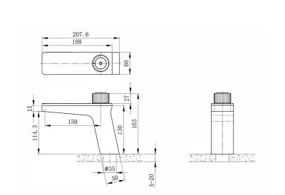 Смеситель для раковины Black&White Universe U7510 Темно-серый матовый Гранит