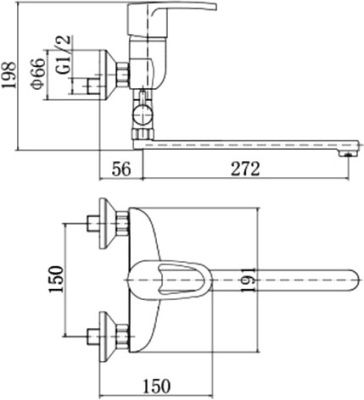 Смеситель для ванны Fashun A2165 универсальный Хром