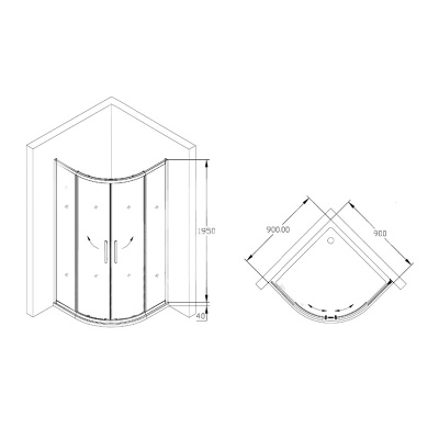Душевой уголок SSWW LA60-S42 90х90 профиль Хром стекло прозрачное