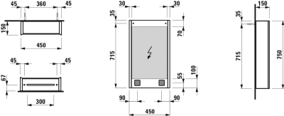 Зеркальный шкаф Laufen Frame 25 45 4.0830.2.900.144.1 с подсветкой с датчиком выключения