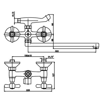 Смеситель для ванны Mixxus Premium Dominox 140 Euro MXP0064 универсальный Хром