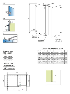 Душевая стенка Radaway Euphoria W3 Walk-in 100 фурнитура Хром стекло прозрачное
