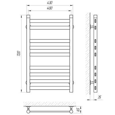 Водяной полотенцесушитель Laris Кватро П9 70х40 73207309 Хром