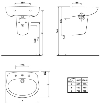Раковина Gala Nila 17020 560х430 мм