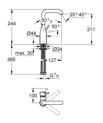 Смеситель для раковины Grohe Essence+ 23541001 Хром