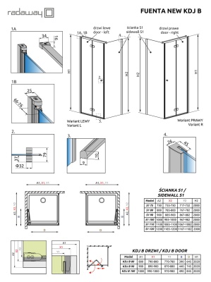 Дверь душевого уголка Radaway Fuenta New KDJ B 100 L профиль Хром стекло прозрачное