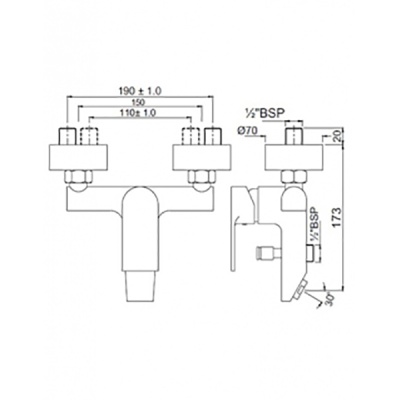 Смеситель для ванны Jaquar Lyric LYR-CHR-38119 Хром