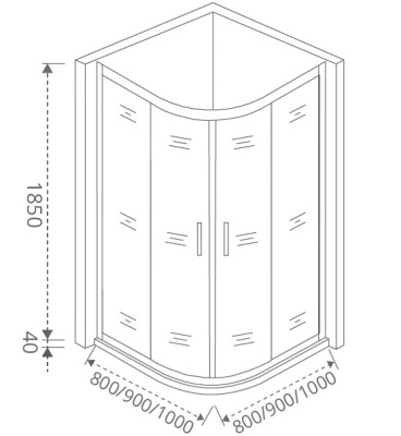 Душевой уголок Good Door Latte R-90 90x90 профиль Белый стекло прозрачное