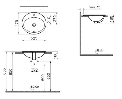Раковина Vitra S20 5468B003-0001 Белый