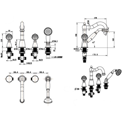 Смеситель на борт ванны Boheme Imperiale 392 Золото