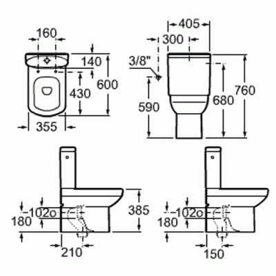 Чаша унитаза-компакта Roca Dama Senso Compact 342518000 без бачка и сиденья
