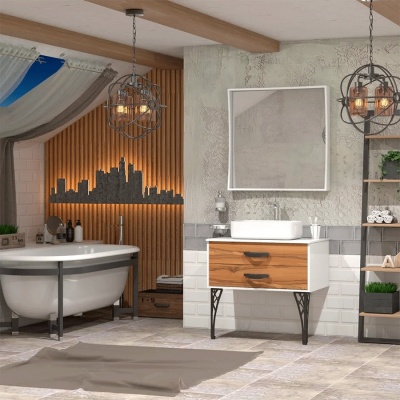 Тумба под раковину Opadiris Дольче Лофт 80 00-00000657 Белая глянцевая/Светлое дерево