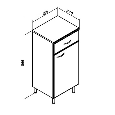 Шкаф пенал Runo Эконом 40 R Белый
