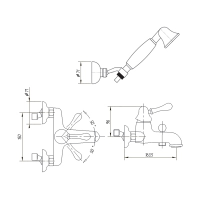 Смеситель для ванны Migliore Maya ML.MAY-8902 Хром ML.MAY-8902.CR