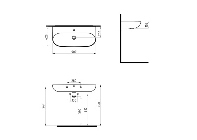 Раковина Bien Vokha 90 MDLS09001FD1B9000 Черный глянец